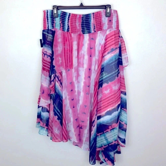 NWT INC Smocked Ruffled Midi Skirt Size Large - Picture 4 of 9